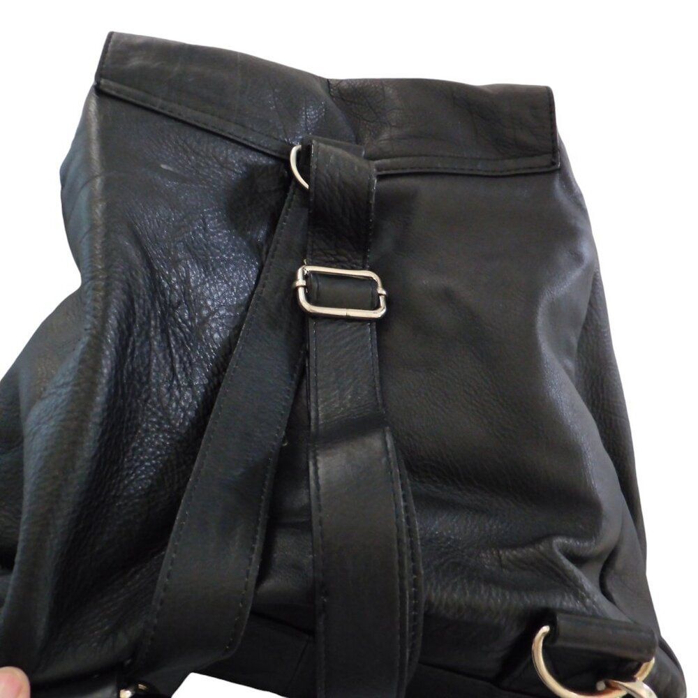 VTG Rian Convertible Sling Backpack Black‎ Pebbled Leather Medium Handbag - Picture 3 of 11